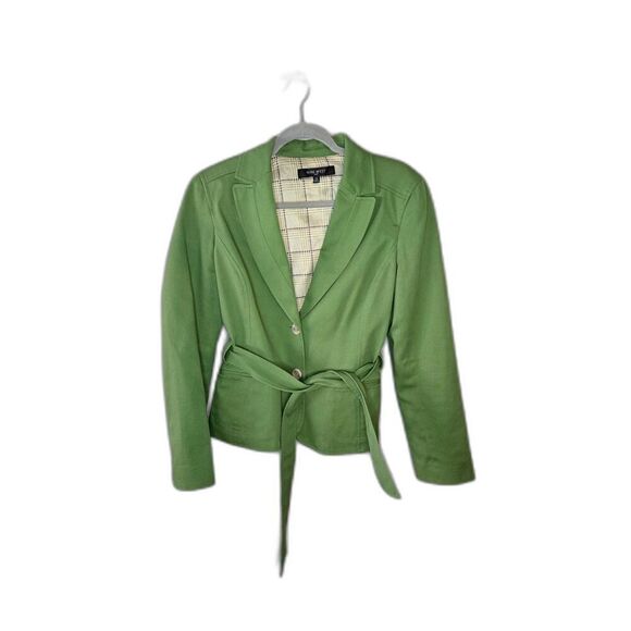 Nine West Women's Green Belted Button Jacket Size 10 - Picture 1 of 6